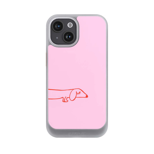 Apple iPhone 15 NIVOcore Dachshund Illustration Pink