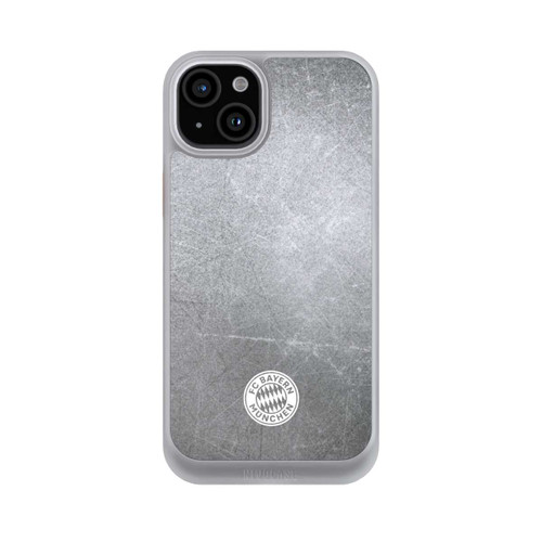 Apple iPhone 15 Plus NIVOcore Klassisches FCB Logo Klein - Weiß auf Metalllook