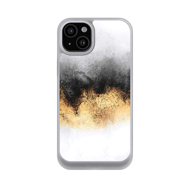 iPhone 15 Plus NIVOcore Grauer Himmelstaub Golddruck