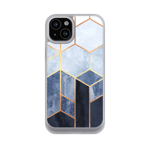 Apple iPhone 15 Plus NIVOcore Blauer Farbverlauf Sechsecke Golddruck