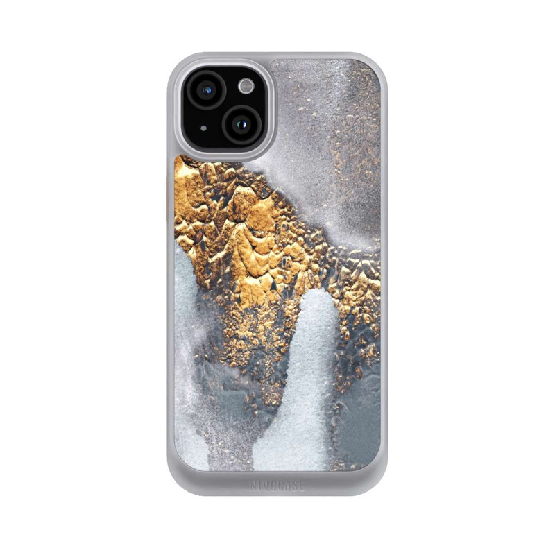 iPhone 15 Plus NIVOcore Beton-Gold-Glitzerlook