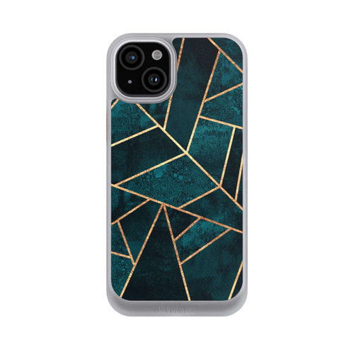 Apple iPhone 15 Plus NIVOcore Tief Blaugrün Stein Gold Druck