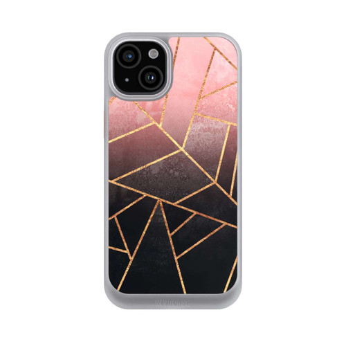 Apple iPhone 15 Plus NIVOcore Pinker und Schwarzer Stein Gold Druck