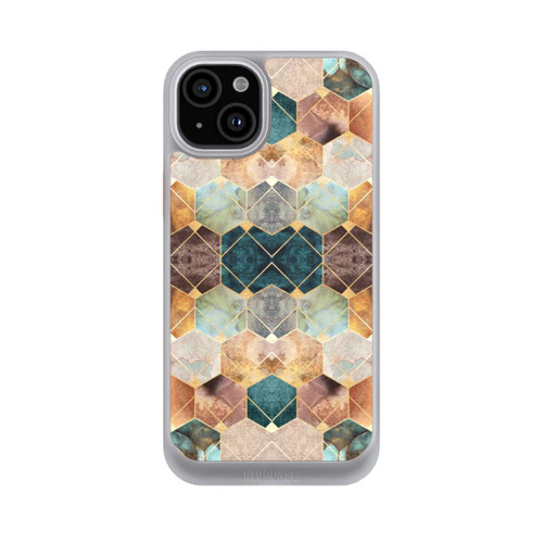 Apple iPhone 15 Plus NIVOcore Naturfarbene Sechsecke und Diamanten