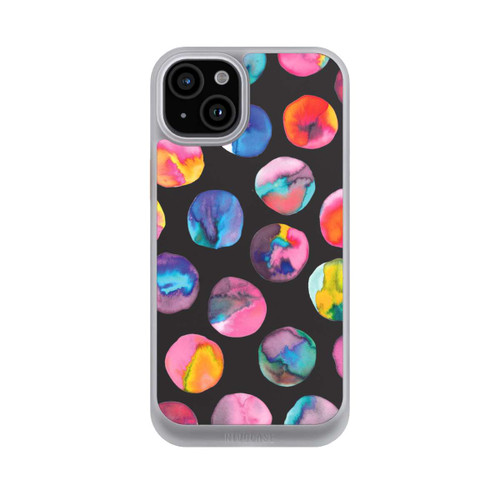 Apple iPhone 15 Plus NIVOcore Bunte Tintenmurmeln Punkte Schwarz