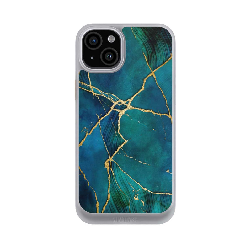iPhone 15 Plus NIVOcore Mineralischer Glamourlook Blaugold