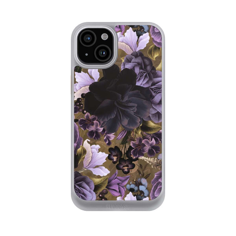 iPhone 15 Plus NIVOcore  Lila und goldene Vintageblumen