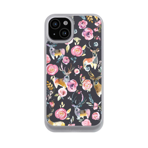 Apple iPhone 15 Plus NIVOcore Hirsche und Blumen Anthrazit