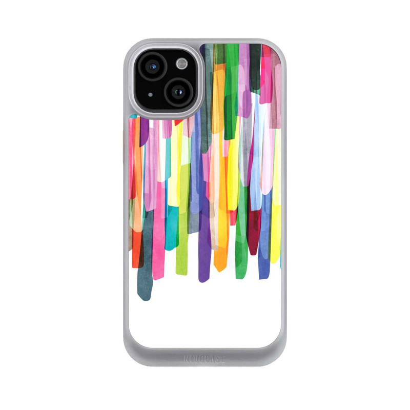 iPhone 15 Plus NIVOcore Bunte Streifen Weißer Hintergrund