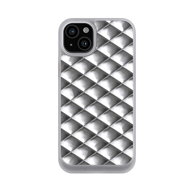 iPhone 15 Plus NIVOcore Glamour Silver Squares