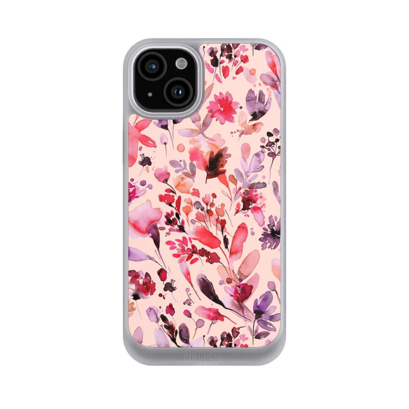iPhone 15 Plus NIVOcore Künstlerische Blumen Viva Magenta