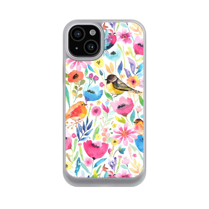 iPhone 15 Plus NIVOcore Wunderliche Vögel und Blumen