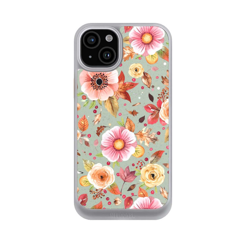 iPhone 15 Plus NIVOcore Herbstblumen Weiches Grün