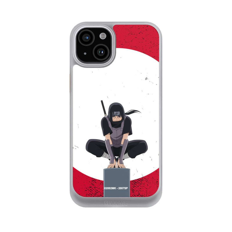 iPhone 15 Plus NIVOcore Itachi Uchiha Symbol Roter Hintergrund