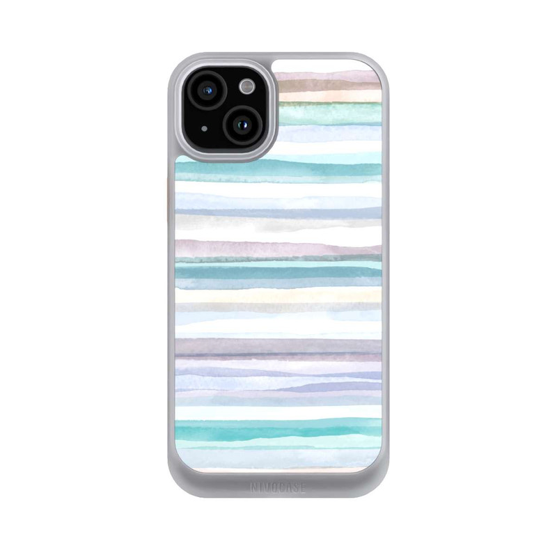 iPhone 15 Plus NIVOcore Pastellfarbene Streifen Blau