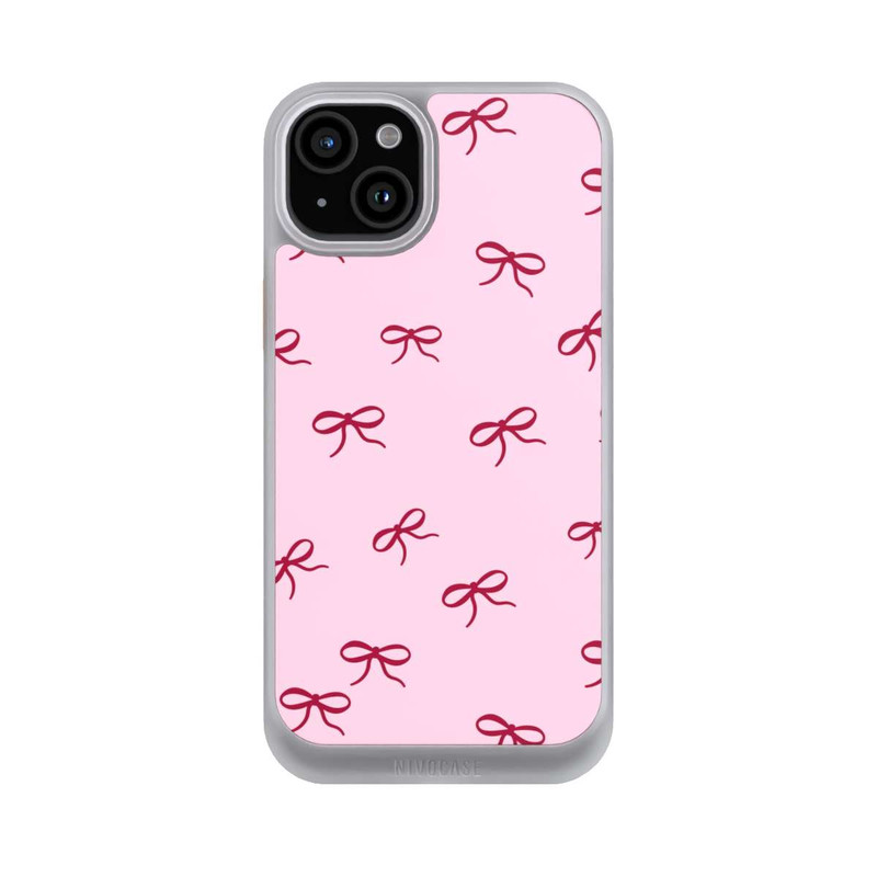 iPhone 15 Plus NIVOcore Schleifen Muster Rot Pink