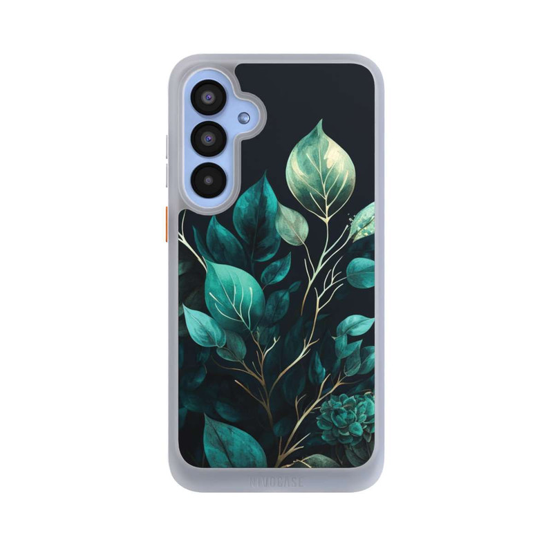 Galaxy A55 5G NIVOcore Green Eucalyptus Leaves against a Dark Background with AI