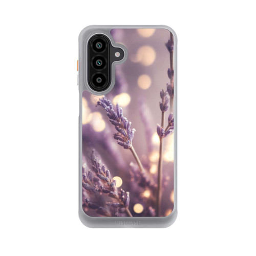 Samsung Galaxy A17 5G NIVOcore Lavande en gros plan avec IA