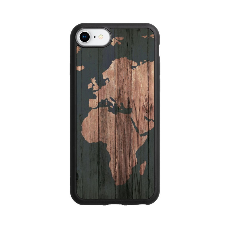 iPhone 7 Base Case Wooden World Map