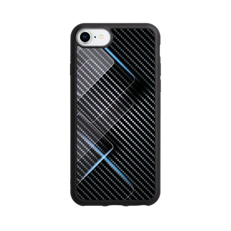 iPhone 7 Base Case Blaue Linien auf Karbon