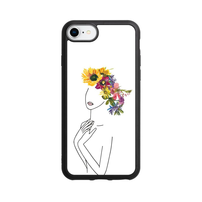 iPhone 7 Base Case Line Art Frau mit Blumenkrone