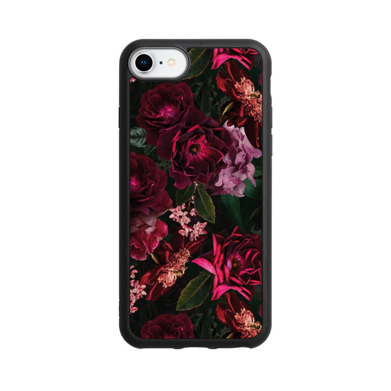 iPhone 7 Base Case Dunkle romantische Vintage Rosen und Pfingstrosen