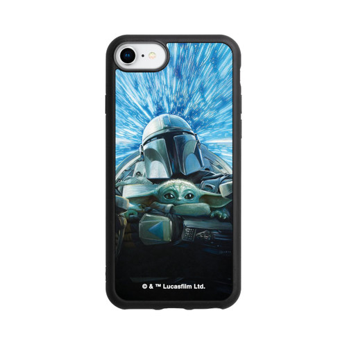 Apple iPhone 7 Base Case Grogu und Mando fliegen blau