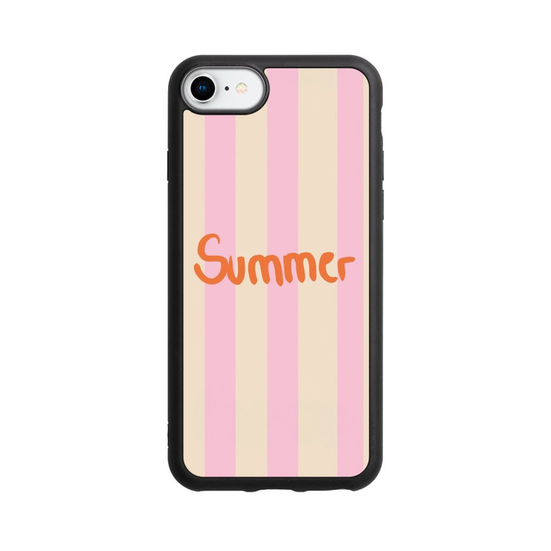iPhone 7 Base Case Summer- Rosa und Orange Streifen Hintergrund