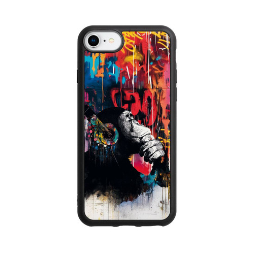 Apple iPhone 7 Base Case Affe Stereo Kopfhörer Graffiti Street Art Blau