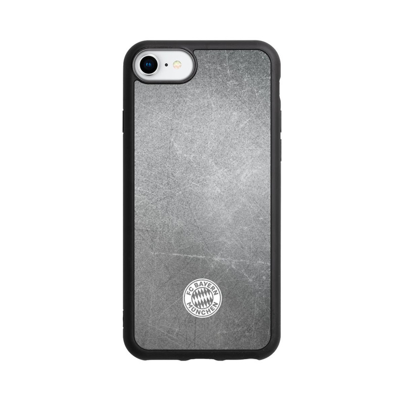 iPhone 8 Base Case Klassisches FCB Logo Klein - Weiß auf Metalllook