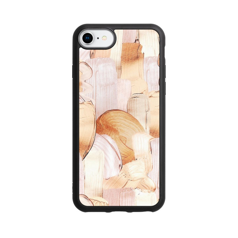 iPhone 8 Base Case Weiß/Gold Pinsel Muster