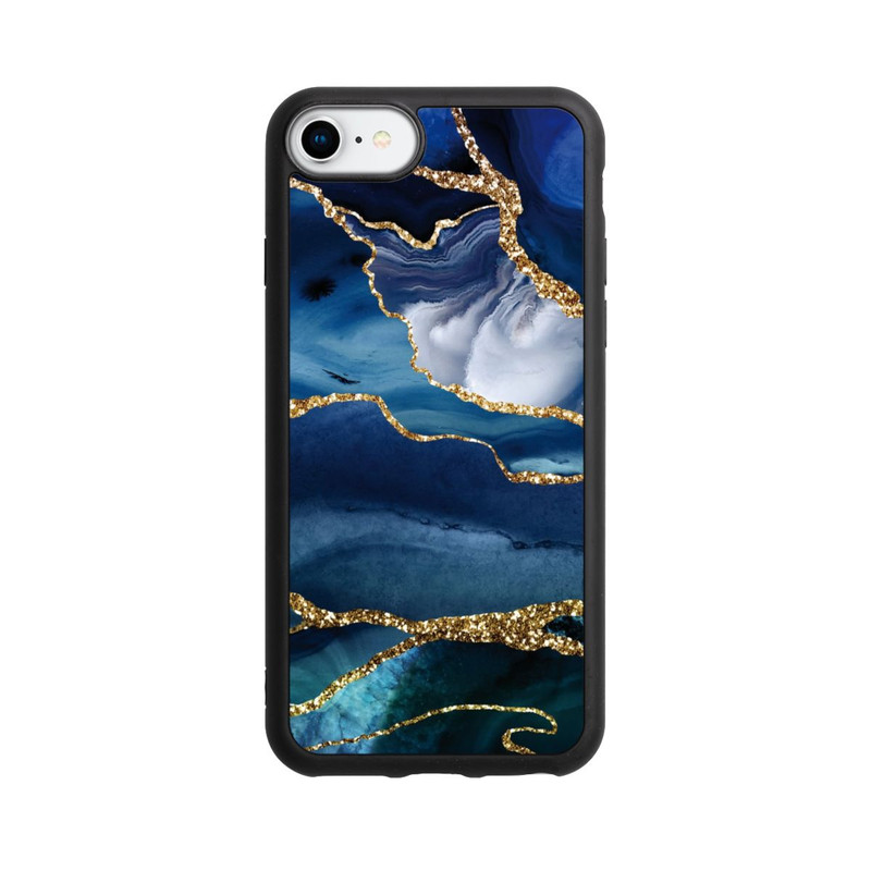 iPhone 8 Base Case  Blauer Marmor Gold Glitzer Look