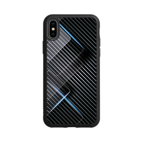 Apple iPhone Xs Base Case Blaue Linien auf Karbon