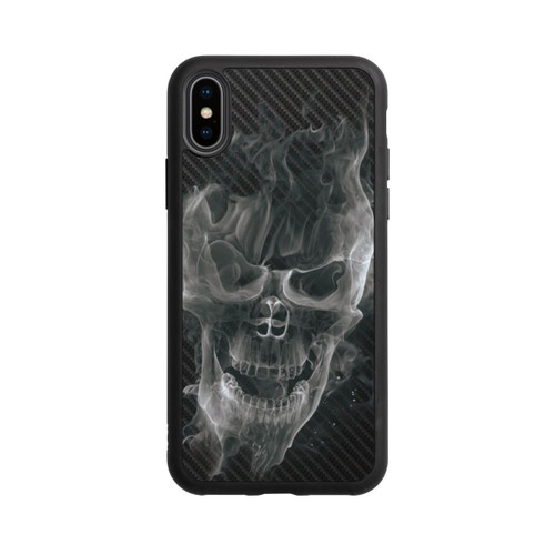 Apple iPhone Xs Base Case rauchender Totenkopf Carbon
