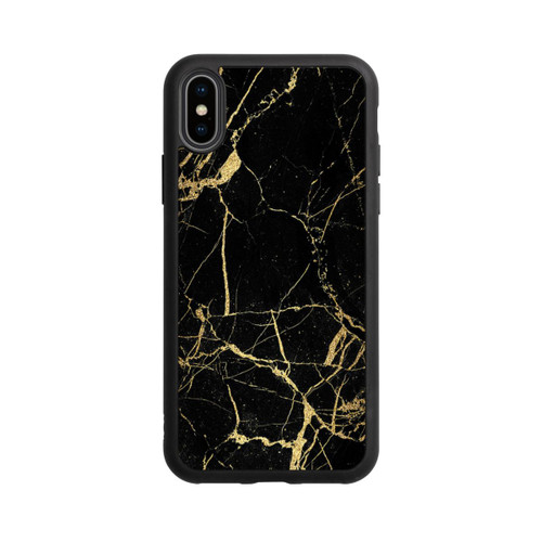 Apple iPhone Xs Base Case Schwarzgoldener Marmor-Look