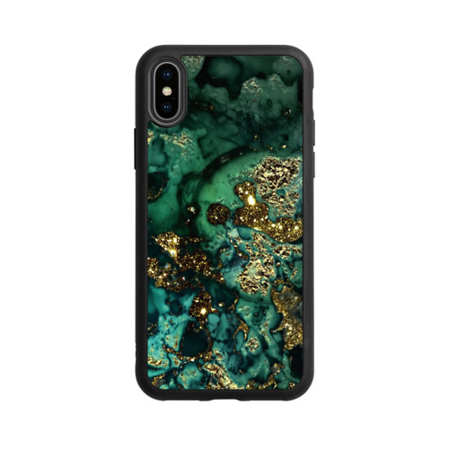 Apple iPhone Xs Base Case Cyan Glitzer Marmorlook