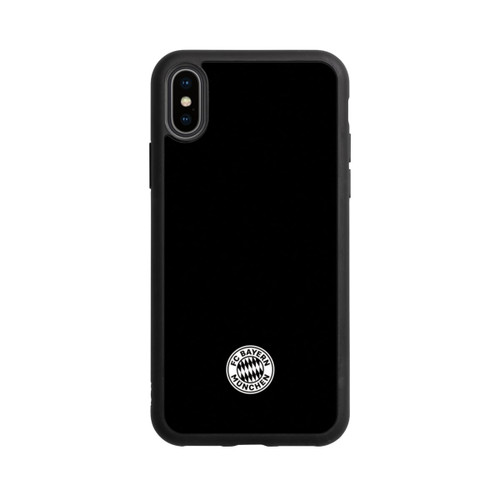 Apple iPhone Xs Base Case Klassisches FCB Logo Klein - Weiß auf Schwarz