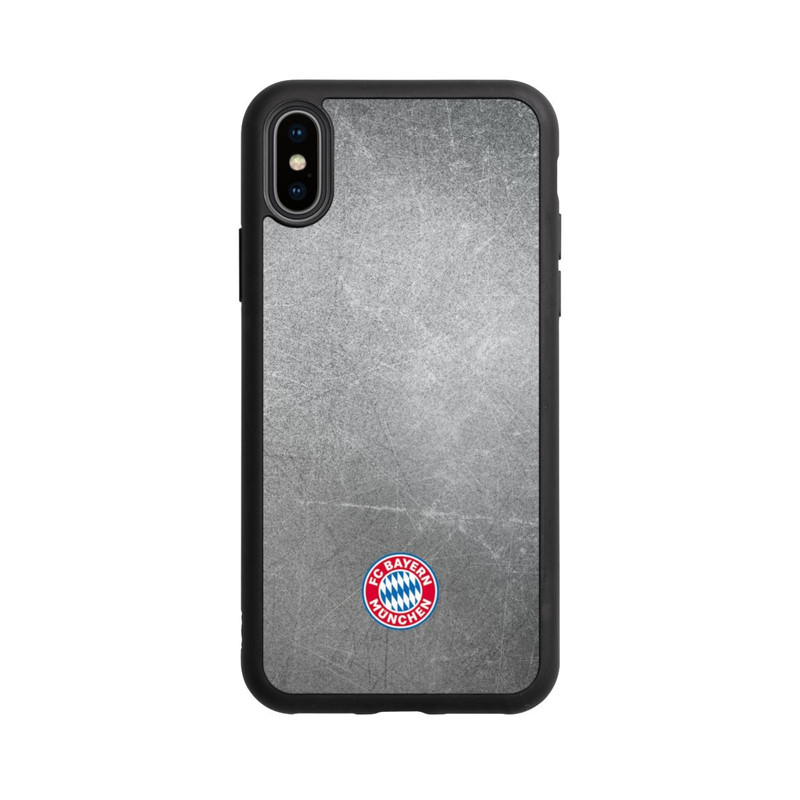 iPhone Xs Base Case Klassisches FCB Logo Klein - Bunt auf Metalllook