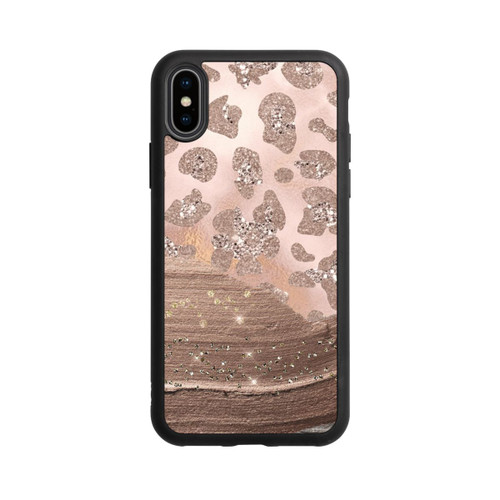 Apple iPhone Xs Base Case Silberner Leoparden Glitzerlook