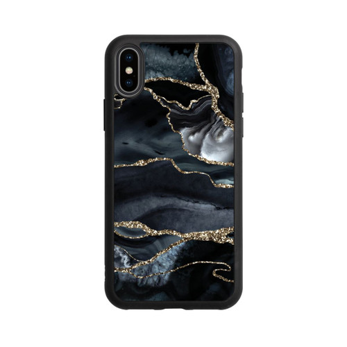 Apple iPhone Xs Base Case Dunkler Marmor Gold Glitzerlook