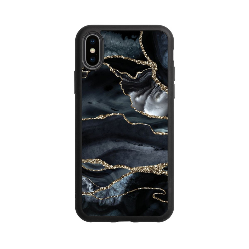 iPhone Xs Base Case Dunkler Marmor Gold Glitzerlook