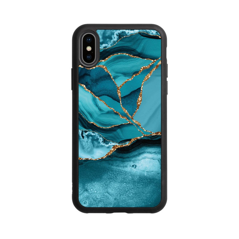 iPhone Xs Base Case Eisblaue Marmor Landschaft