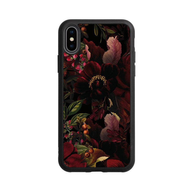 iPhone Xs Base Case Dunkle Rote Vintage Barock Rosen