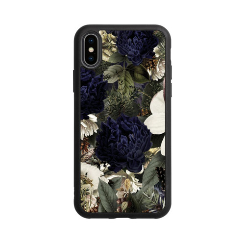 Apple iPhone Xs Base Case Dunkle Mitternachts Barock Vintage Blumen