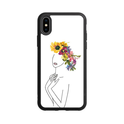 Apple iPhone Xs Base Case Line Art Frau mit Blumenkrone