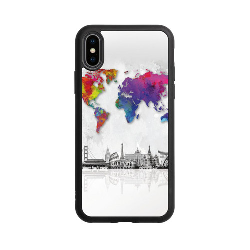 Apple iPhone Xs Base Case Weltkarte mit Skyline
