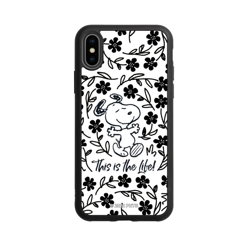 iPhone Xs Base Case Snoopy schwarz und weiß This Is The Life