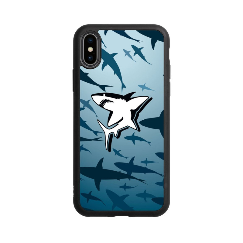 iPhone Xs Base Case Haie Muster Blau