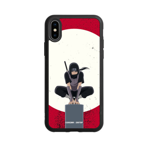 Apple iPhone Xs Base Case Itachi Uchiha Symbol Roter Hintergrund