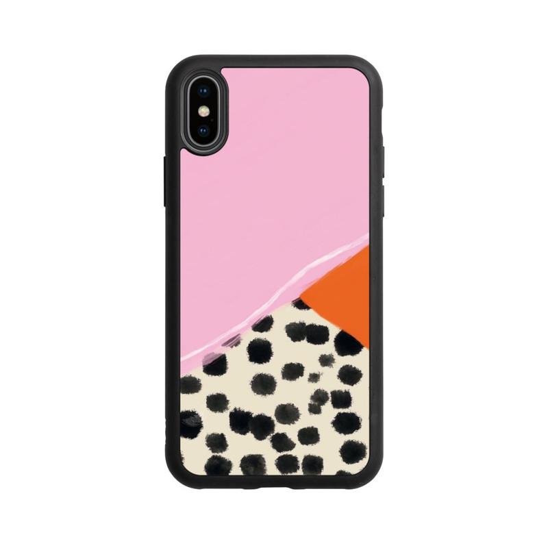 iPhone Xs Base Case Rosa und Orange Gepunkteter Hintergrund